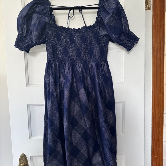 Hill House Athena Nap Dress in Navy Glitter Check size large - Picture 7 of 7